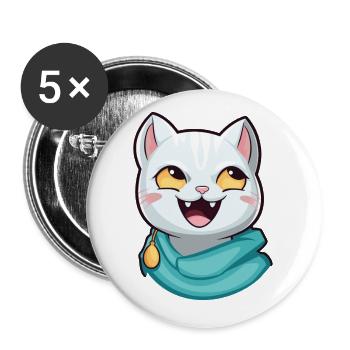 Arabian Mau Cat Cartoon Watercolor Illustration - Buttons small 1''/25 mm (5-pack) - white - Front