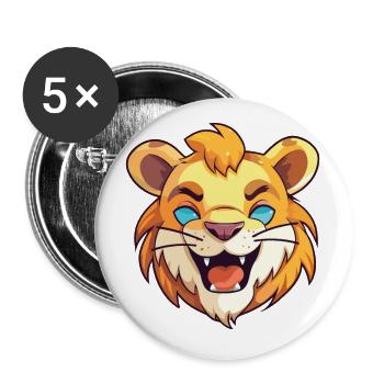 Liger Hybrid-Löwe Tiger Katze Karikatur Aquarell Kunst - Buttons klein 25 mm (5er Pack) - Weiß - Vorne