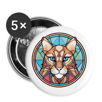 Eurasische Luchskatze Bunte Aquarell-Illustration - Buttons klein 25 mm (5er Pack) - Weiß - Vorne