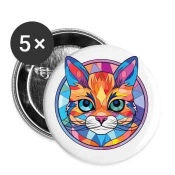 Bambino Cat Breed Illustration aquarelle colorée - Lot de 5 petits badges (25 mm) - blanc - Devant