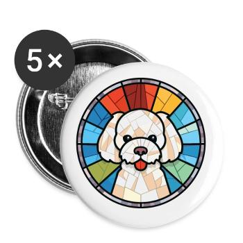 Bichon frisé chien race aquarelle Illustration - Lot de 5 petits badges (25 mm) - blanc - Devant