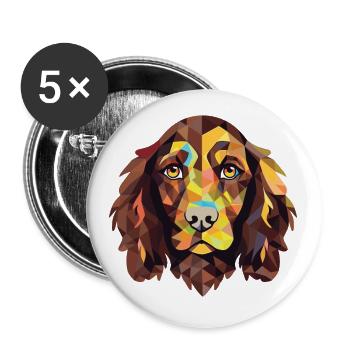 Boykin Spaniel chien race aquarelle Illustration - Lot de 5 petits badges (25 mm) - blanc - Devant