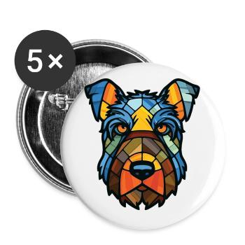 Bouvier Des Ardennes race de chien aquarelle colorée - Lot de 5 petits badges (25 mm) - blanc - Devant