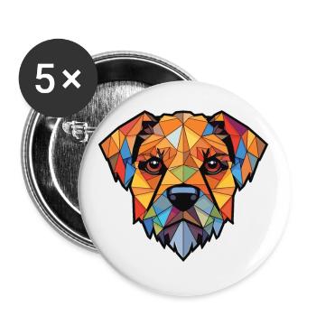 Border Terrier chien race aquarelle Illustration - Lot de 5 petits badges (25 mm) - blanc - Devant