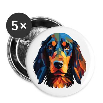 Gordon Setter chien race Illustration à l’aquarelle - Lot de 5 petits badges (25 mm) - blanc - Devant