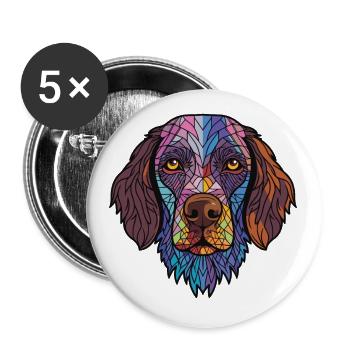Deutscher rauhaariger Vorstehhund Rasse Aquarell - Buttons klein 25 mm (5er Pack) - Weiß - Vorne