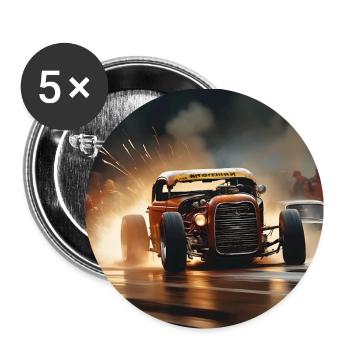 Rusty Hot Rod Rennen #10 - Buttons klein 25 mm (5er Pack) - Weiß - Vorne