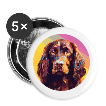 Boykin Spaniel chien race aquarelle Illustration - Lot de 5 petits badges (25 mm) - blanc - Devant