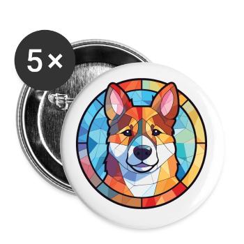 Akita Dog Breed Colorful Watercolor Illustration - Buttons small 1''/25 mm (5-pack) - white - Front