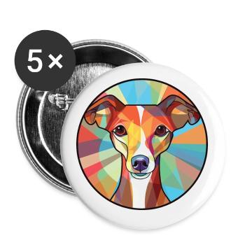 Italian Greyhound Dog Breed Colorful Watercolor - Buttons small 1''/25 mm (5-pack) - white - Front