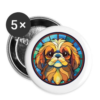 Pekinesische Hunderasse Aquarell Glas Illustration - Buttons klein 25 mm (5er Pack) - Weiß - Vorne