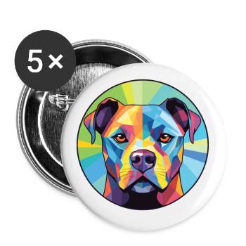 Staffordshire Bullterrier Hunderasse Aquarell - Buttons klein 25 mm (5er Pack) - Weiß - Vorne