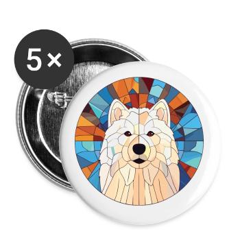 Samoyed Dog Breed Colorful Watercolor Illustration - Buttons small 1''/25 mm (5-pack) - white - Front