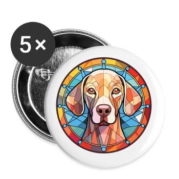 Braque de Weimar race chien aquarelle verre Illustration - Lot de 5 petits badges (25 mm) - blanc - Devant