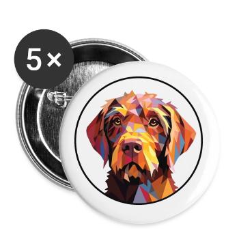 Pointage à poil dur Griffon chien race aquarelle - Lot de 5 petits badges (25 mm) - blanc - Devant