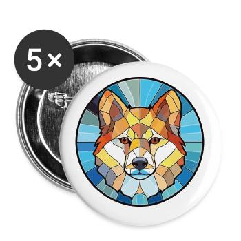 Akita Dog Breed Colorful Watercolor Illustration - Buttons small 1''/25 mm (5-pack) - white - Front