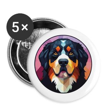 Bernese Mountain Dog Breed Watercolor Illustration - Buttons small 1''/25 mm (5-pack) - white - Front