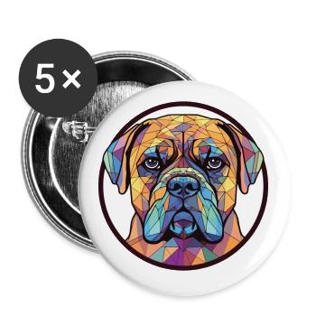 Bull Mastiff chien race aquarelle Illustration - Lot de 5 petits badges (25 mm) - blanc - Devant