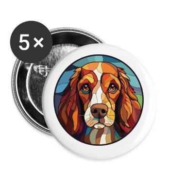 Norfolk Spaniel Dog Breed Watercolor Illustration - Buttons small 1''/25 mm (5-pack) - white - Front