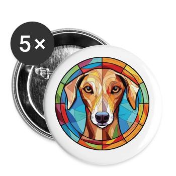 Vieux lévrier croate race chien aquarelle verre - Lot de 5 petits badges (25 mm) - blanc - Devant