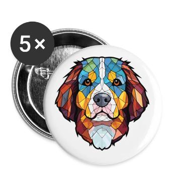 Bernese Mountain Dog Breed Watercolor Illustration - Buttons small 1''/25 mm (5-pack) - white - Front