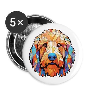 Labradoodle Hunderasse Aquarell Illustration - Buttons klein 25 mm (5er Pack) - Weiß - Vorne