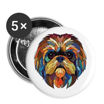 Pekinesische Hunderasse Aquarell Glas Illustration - Buttons klein 25 mm (5er Pack) - Weiß - Vorne