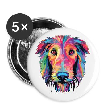 Lévrier écossais chien race aquarelle colorée - Lot de 5 petits badges (25 mm) - blanc - Devant