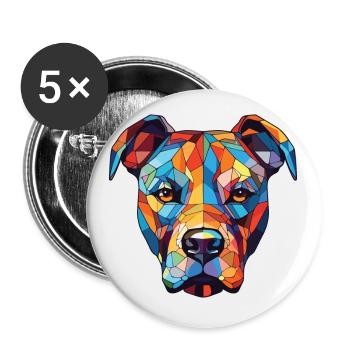 Staffordshire Bull Terrier Staffy chien aquarelle - Lot de 5 petits badges (25 mm) - blanc - Devant