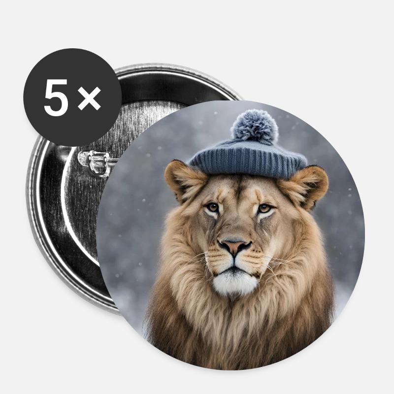 „Líon Baguettè.“ - Buttons klein 25 mm (5er Pack) - Weiß