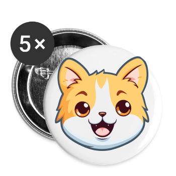 Bambino Cat Cartoon Illustration à l’aquarelle - Lot de 5 petits badges (25 mm) - blanc - Devant