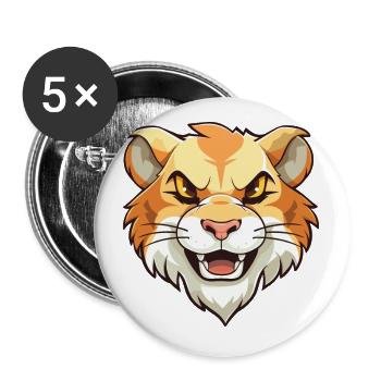 Liger Hybrid-Löwe Tiger Katze Karikatur Aquarell Kunst - Buttons klein 25 mm (5er Pack) - Weiß - Vorne