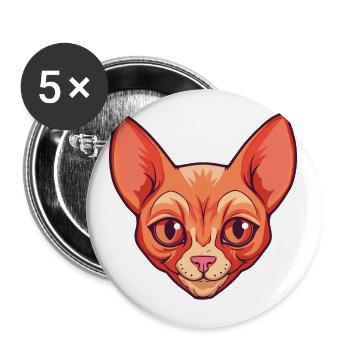 Rote Devon Rex Katze Cartoon Aquarell Illustration - Buttons klein 25 mm (5er Pack) - Weiß - Vorne