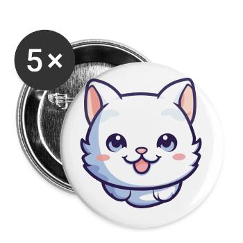 Bambino Cat Cartoon Illustration à l’aquarelle - Lot de 5 petits badges (25 mm) - blanc - Devant