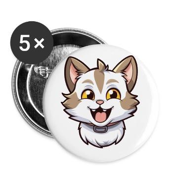 Bambino Cat Cartoon Illustration à l’aquarelle - Lot de 5 petits badges (25 mm) - blanc - Devant