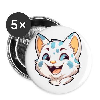 Australische gefleckte Nebelkatze Karikatur Aquarell Kunst - Buttons klein 25 mm (5er Pack) - Weiß - Vorne