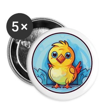 Chick Colorful Watercolor Animal Pet Illustration - Buttons small 1''/25 mm (5-pack) - white - Front