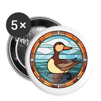 Canard Coloré Aquarelle Animal Animal De Compagnie Illustration - Lot de 5 petits badges (25 mm) - blanc - Devant