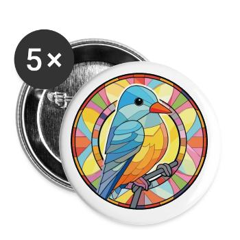 Bird Colorful Watercolor Animal Pet Illustration - Buttons small 1''/25 mm (5-pack) - white - Front