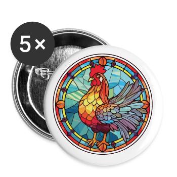 Chicken Colorful Watercolor Animal Illustration - Buttons small 1''/25 mm (5-pack) - white - Front