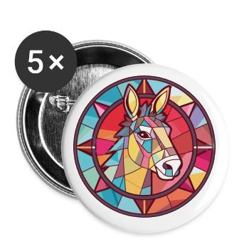 Donkey Colorful Watercolor Animal Pet Illustration - Buttons small 1''/25 mm (5-pack) - white - Front