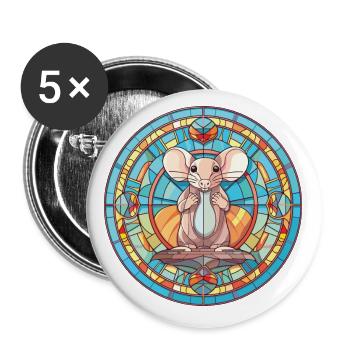Mouse Colorful Watercolor Animal Pet Illustration - Buttons small 1''/25 mm (5-pack) - white - Front