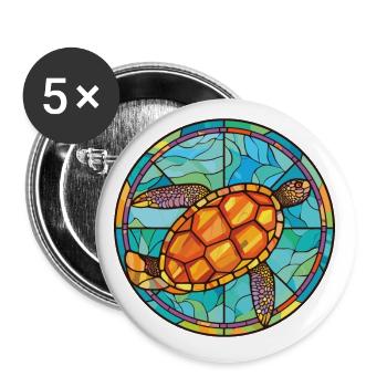 Bunte Aquarell-Tierhaustierillustration der Schildkröte - Buttons klein 25 mm (5er Pack) - Weiß - Vorne