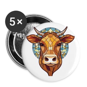 Vache Coloré Aquarelle Animal Animal Illustration - Lot de 5 petits badges (25 mm) - blanc - Devant