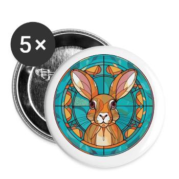 Lapin Coloré Aquarelle Animal Animal De Compagnie Illustration - Lot de 5 petits badges (25 mm) - blanc - Devant