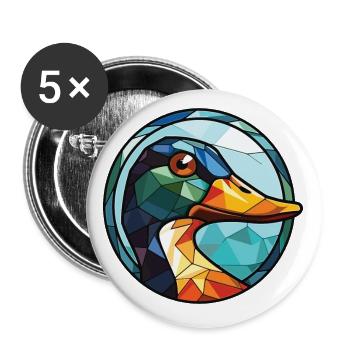 Canard Coloré Aquarelle Animal Animal De Compagnie Illustration - Lot de 5 petits badges (25 mm) - blanc - Devant
