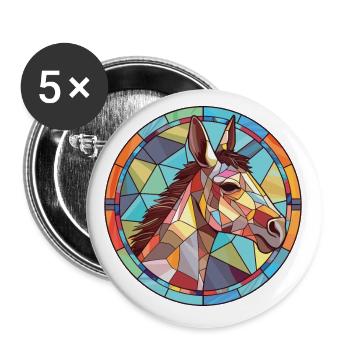 Donkey Colorful Watercolor Animal Pet Illustration - Buttons small 1''/25 mm (5-pack) - white - Front