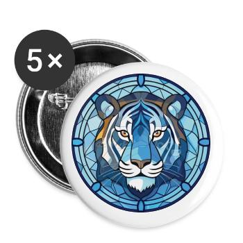 Bleu Aquatique Tigre Aquarelle Colorée Animal de compagnie - Lot de 5 petits badges (25 mm) - blanc - Devant