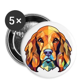 American Cocker Spaniel chien aquarelle colorée - Lot de 5 petits badges (25 mm) - blanc - Devant