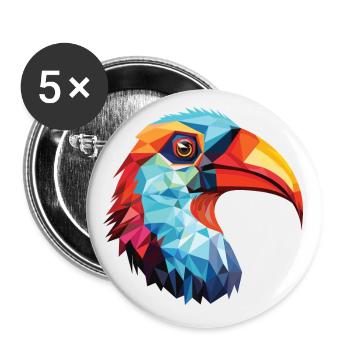 Bird Colorful Watercolor Animal Pet Illustration - Buttons small 1''/25 mm (5-pack) - white - Front